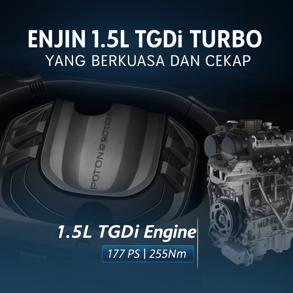 Proton X70 1.5L TGDi Turbo engine top view – high-efficiency compact three-cylinder unit