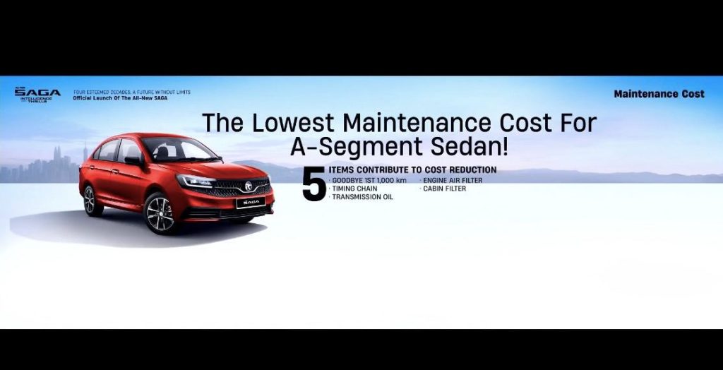 Proton Saga MC3 sedan segmen A dengan kos penyelenggaraan terendah di Malaysia dan penjimatan kos servis jangka panjang