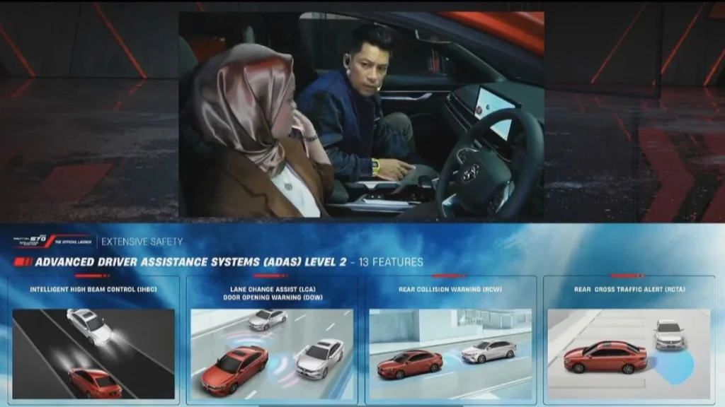 Proton S70 dengan ADAS Level 2 memaparkan ciri keselamatan seperti Intelligent High Beam, LCA, RCW dan RCTA