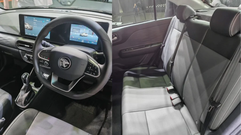 Interior Proton Saga MC3 2026 dengan paparan infotainment moden, steering multi-function dan tempat duduk belakang yang selesa