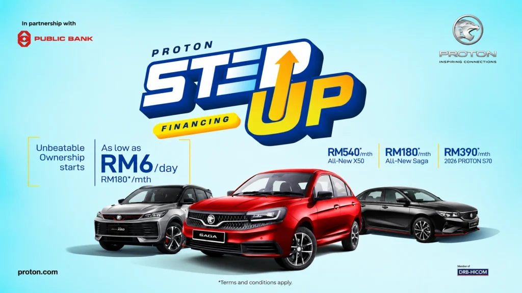Promosi Step Up Proton X50 RM540 sebulan bersama Public Bank untuk All-New Proton X50