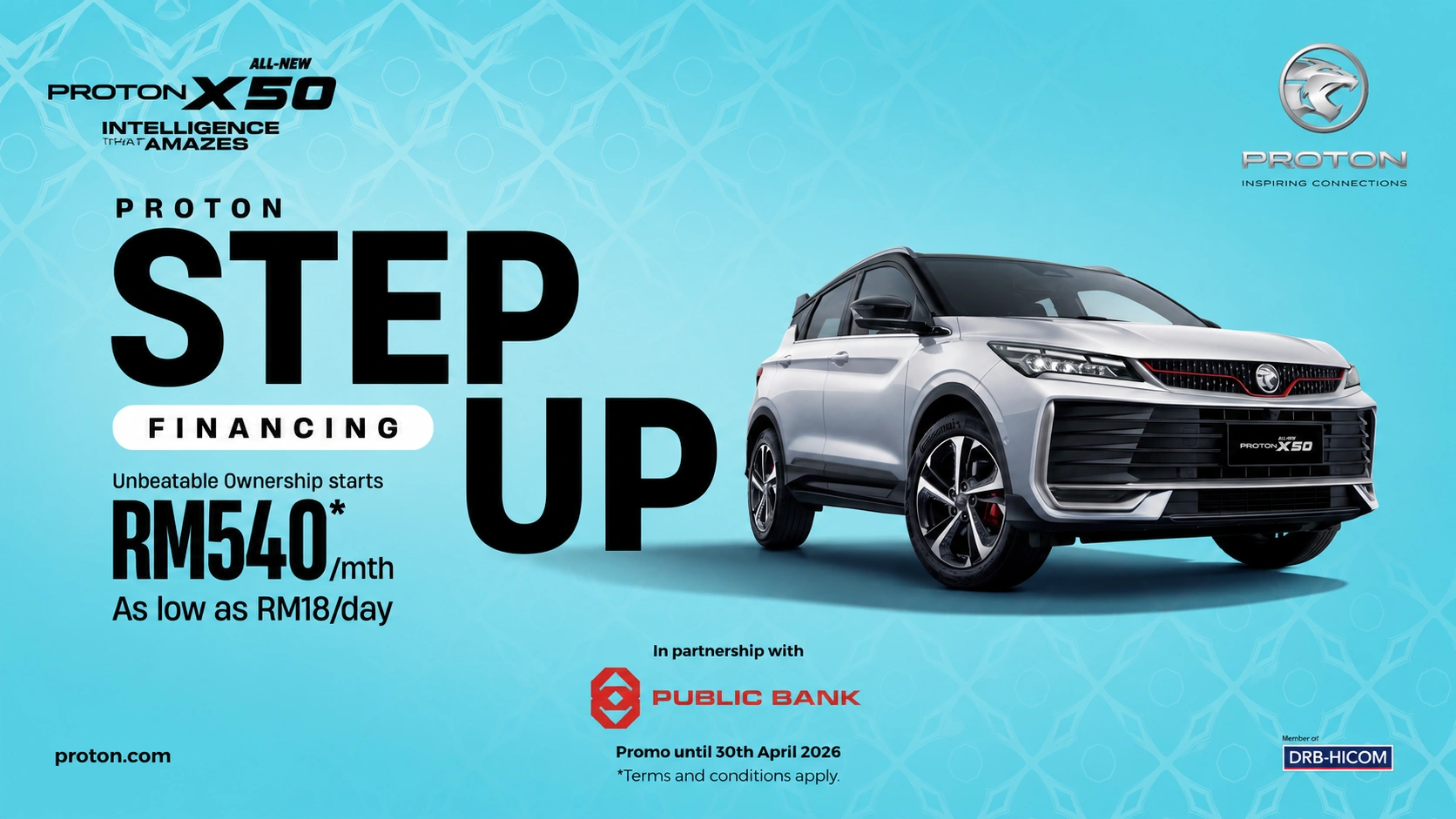 Read more about the article Step Up Proton X50 RM540 Sebulan | Public Bank Financing