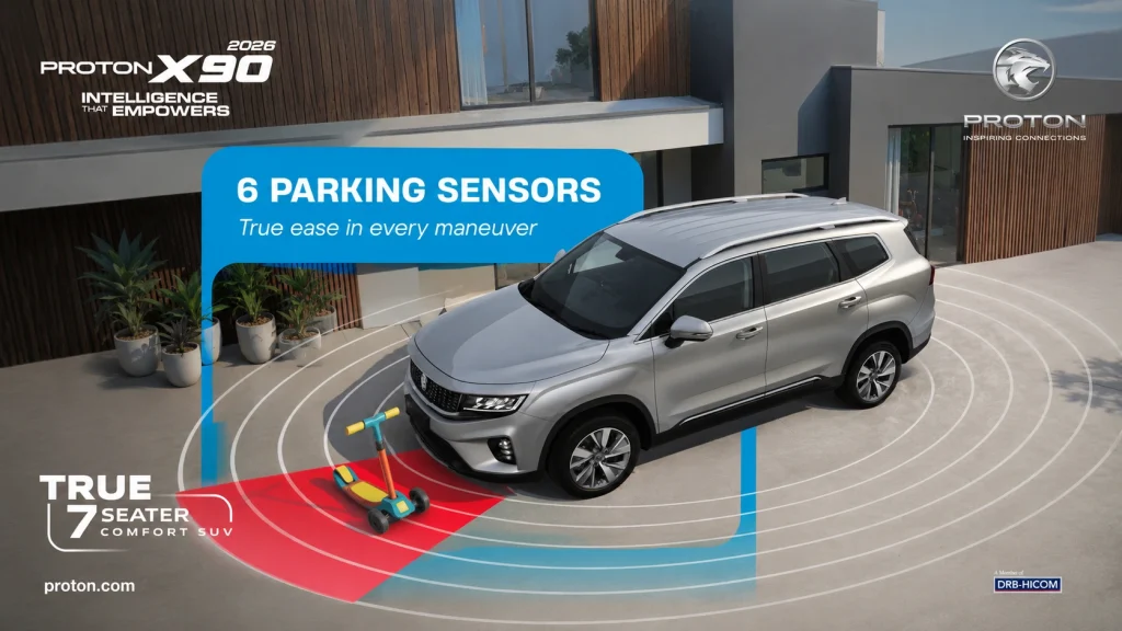 Proton X90 2026 dengan 6 parking sensors dan ciri keselamatan SUV 7-seater
