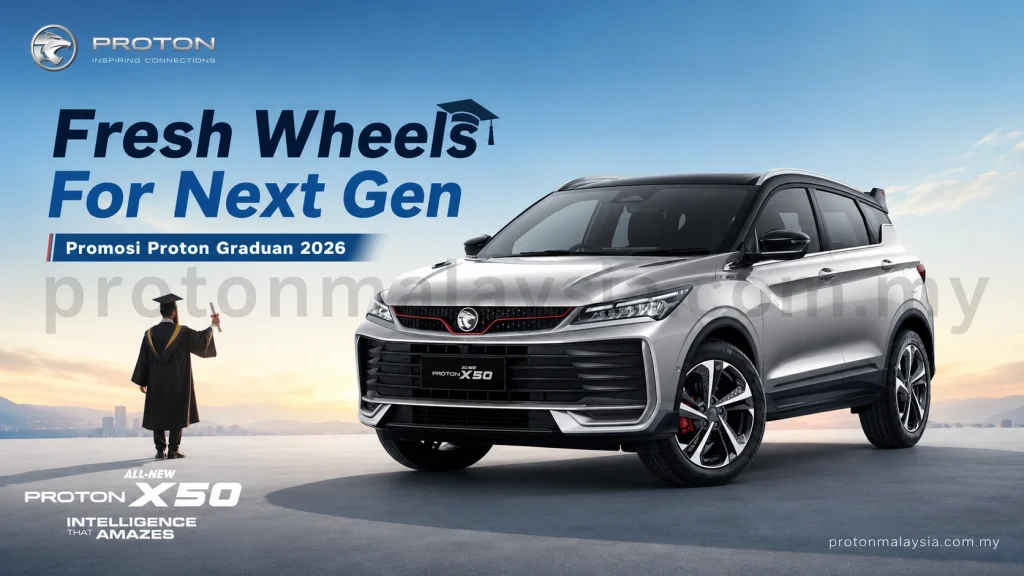 Graduan memegang skrol di sebelah Proton X50 Silver